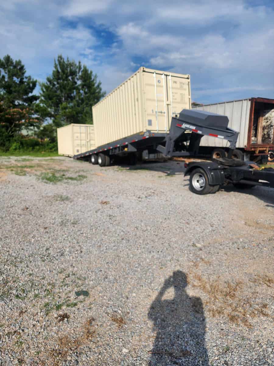 unloading shipping containers.